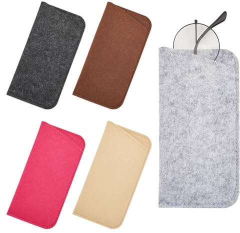 GORGECRAFT 5Stk 5 Farben 9x18cm Brillenetuis Weicher Filz Zum Einstecken Brillenetui Sonnenbrillen-Beutel Halter Sonnenbrillen-Glasfaser-Tasche Für Damen Und Herren Brillenhüllen-Taschen