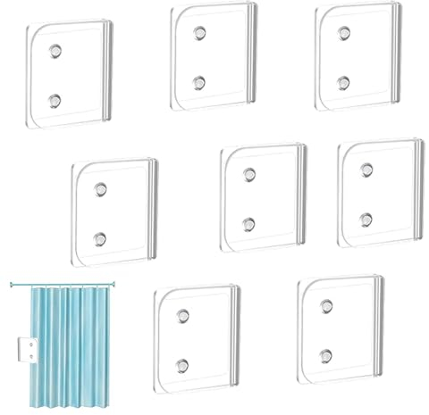 8 Pcs Clip per Tende da Doccia Clips Trasparenti per Tenda da Doccia Clip Autoadesive per Il Bagno la doccia Accessori Soggiorno Camera da Letto