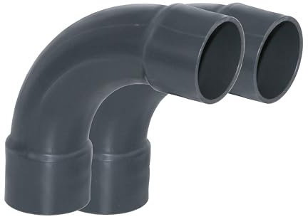 HAF 2X PVC Fittings Bogen 90° mit 50mm x 50mm | Klebemuffe x Klebemuffe | Winkelverbinder aus grauem PVC-U | PN16 für PVC Rohr, Poolfitting, Schwimmbad, Poolverrohrung, Druckleitung, Rohrleitung