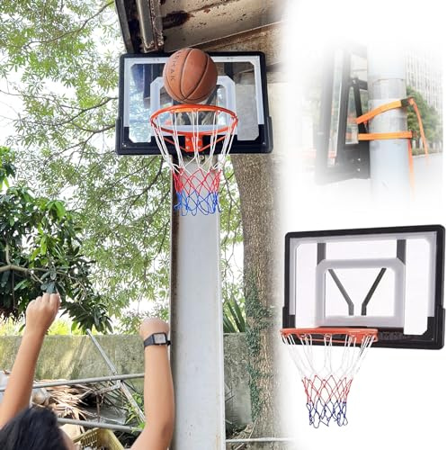 NUNETH Basketballkorb 80 X 58 cm Großer Hängender Basketballkorb und Tore mit Riemen/Haken, PVC-Basketball-Rückwand- und Felgenset, zur Montage an Runden, Vertikalen Masten, Bäumen und Zäunen