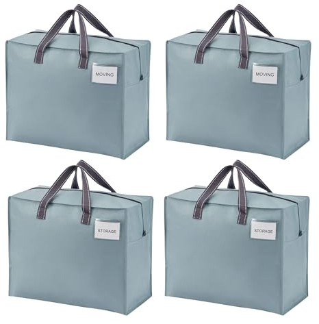 VENO 50 Litors Bolsas de Almacenamiento Pequeñas,Bolsa organizadora,bolsa de mudanza,transporte, camping, Ropa de Cama, Edredones, Almohadas, Mudanza (S Azure-Pack de 4)