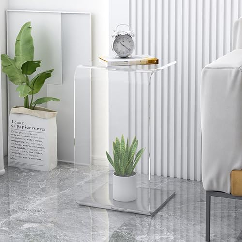 Eiauiuo Beistelltisch Moderne Mode Sofatisch U-förmiger Beistelltisch mit Runder Kante Klein Couchtisch Acryl Beistelltisch für Wohnzimmer Schlafzimmer Studie Nachttisch und Büro (Color : Transparent