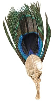 Broche Plume De Paon Pour Femmes Filles Plaqué Or Mode Artificielle Bleu Vert Oiseau Animal Broches Épinglettes Chapeau Sac Costume Robe Accessoires Mariage Noël Anniversaire Bijoux Cadeau