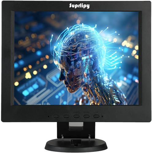 Suprlipy 30,5 cm (12 Zoll) TFT-LCD-Sicherheitsmonitor, Auflösung 800 x 600, 4:3, Farbdisplay, unterstützt HDMI, VGA, AV, BNC, Anschlüsse, Fernbedienung, eingebaute Lautsprecher für Überwachungskamera