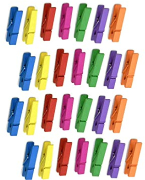 Mollette di Legno Naturale, Clip per Foto, Mini Mollette di Bucato, Mini Clip Legno per Decorazioni, Chiusura Sacchetti Foto Biglietti Scrapbooking Matrimonio Feste (COLORATO, 116PCS X 25MM)