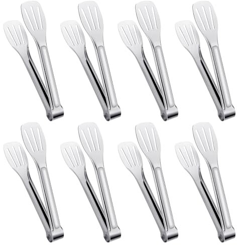 taonganui 8 Stück Küchenzange Edelstahl Set 7 Zoll Gebäckzange, Zange Küche Rutschfest Kochzange Grillzange für Barbecue, Salat, Backen, Fleisch Familientreffen