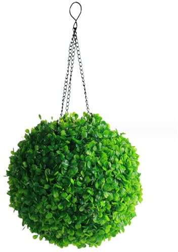 Topiary Balls with Solar Lights Hanging Topiary Ball Artificial Boxwood Ball for Wedding Garden Decor, Green 7.9x16.1 inch topiary balls hangingtopiary balls topiary balls with solar lights