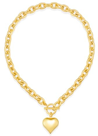 LILIE&WHITE Halskette Damen Ketten für Damen Gliederkette mit Herzanhänger – Modische Damen-Halskette im Vintage-Stil, Ideal für Alltag und Besondere Anlässe