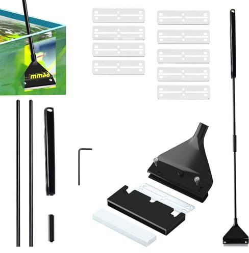 Aquarium Reinigungswerkzeuge,Algenschaber Aquariumschaber,Aquarium Algen Rasiermesser Schaber,62cm Aquarien Reinigung Werkzeug,10 Stück Edelstahl Klingen,Wird zur Reinigung von Aquarienglas verwendet