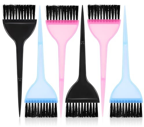 Färbepinsel 6 Stück Bunt Haarfärbe Bürste Friseur Pinsel Professional Haarfärbepinsel Blua Haarfarbe Pinsel Haare Färben Zubehör Für Diy Färben Kunststoff Nylon Rosa Schwarz Blau 20 × 6 Cm