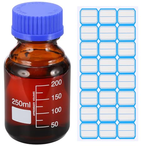 PATIKIL 250ml Laborflasche, Runden Medien Aufbewahrungsflaschen mit GL45 Schraubverschluss, Braun Laborglasflasche für Laborwasser Reagenzflüssigkeiten, Blau