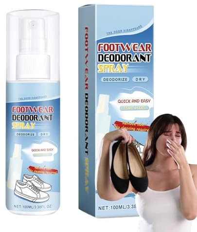 Deodorante per calzature, spray per eliminare gli odori, spray detergente per scarpe, potente e di lunga durata, uso versatile, 4,2 x 4,2 x 15,1 cm, per eliminare gli odori in tutte le calzature