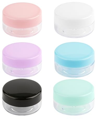 Bojueshaw 6pcs 10Gram Empty Cosmetic Jar,Mini Containers,Leak-Proof Travel Pots with Secure Lids for Creams,Makeup & Crafts