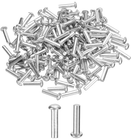 sourcing map 150 remaches de aluminio sólido con cabeza de brasero, M3 de diámetro x 12 mm de longitud, remaches de aluminio de cabeza redonda para reparación de barcos, maquinaria, aviones, industria