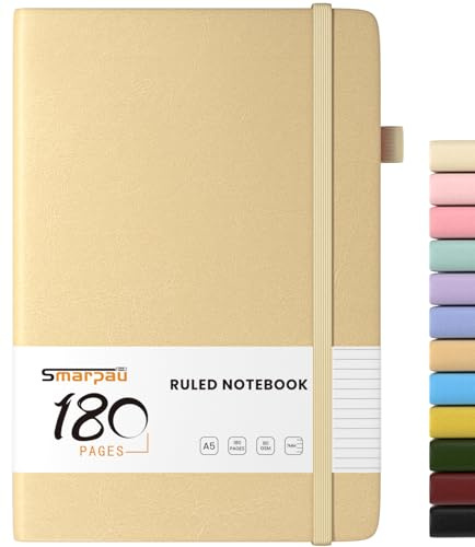 Smarpau Notizbuch A5, Hardcover Journal mit 80gsm 180 Seiten Dickes Papier