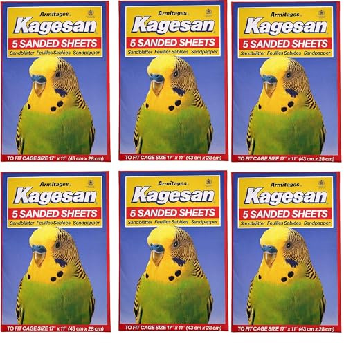 Selections Garden 6 PACK KAGESAN RED BIRD CAGE SAND PAPER SHEETS 6 x 5 PCK = 30 SHEETS 43CM X 28CM 27137 Bird Cage Liners 17 x 11
