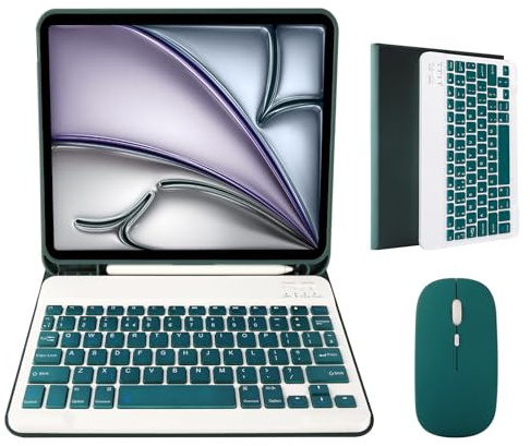 Nsyee Custodia con tastiera da 11 e 11 pollici con mouse per iPad Air e Pro11, Air 11 pollici | Custodia a libro con tastiera staccabile per iPad Air M3/M2 11, Air 5th/4th 11, Pro 1st-4th 11