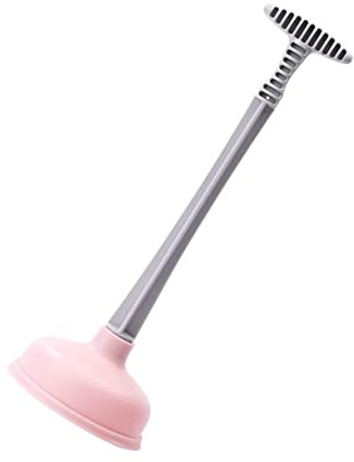 iplusmile Stantuffo per WC con Manico Lungo Ergonomico e Ventosa Potente Pulitore Scarichi Bagno e Cucina Stura Lavandini Pressione Forte Strumento Compatto e Facile da Usare Colore Rosa