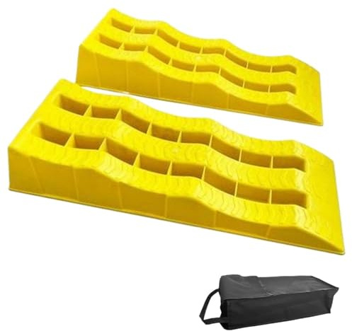 Cuneo di stabilizzazione per camper 2 pezzi di livellatori for rimorchi antiscivolo a 3 gradini, blocchi livellamento camper(Yellow)