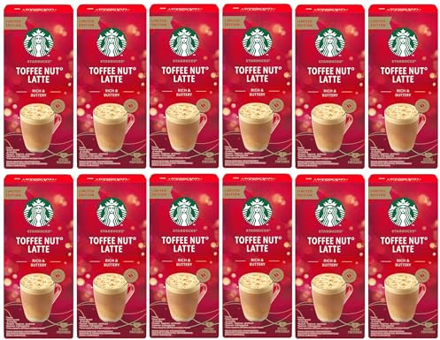 STARBUCKS Toffee Nut Latte Limited Edition Premium Instant Coffee Sticks x4 (Pack of 12, Total 48 Sachets)