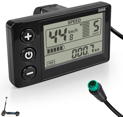 VOLOHAS Indicateur d'instrument de scooter électrique pour Smartgyro Speedway/Rockway/Crossover, écran LCD S866, clapet d'accélérateur à 5 broches, écran de tableau de bord de la carte mère pour
