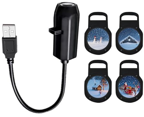 Projecteur de décoration de Noël alimenté par USB avec 4 diapositives à thème angles réglables pour la maison ou les fêtes
