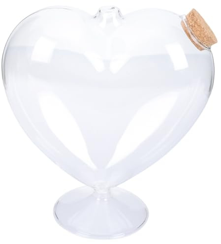 DOITOOL Pot à Bonbons Verre Transparent Forme de Cœur avec Bouchon Liège Bocal de Rangement Hermétique pour Fruits Secs Snacks et Bijoux Décoration Maison Polyvalente