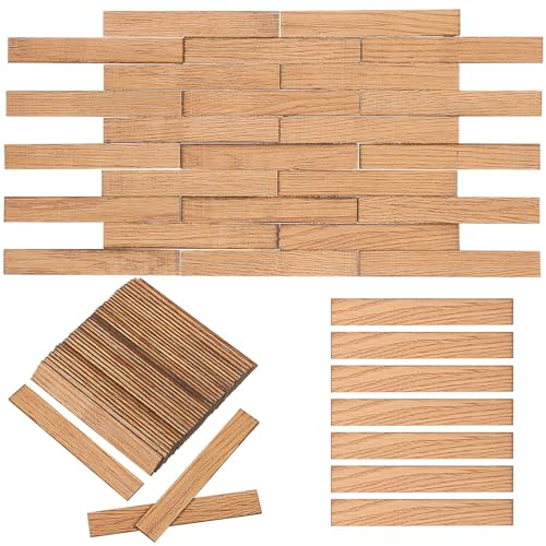 SEWACC 40 Pcs Miniature Dollhouse Flooring Peel And Stick Mini Floor Boards For Doll House Diy Accessories