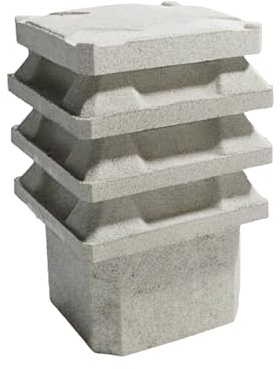 Comignolo Camino Antivento In Cemento Grigio Vibrato Varie Misure | Terminale Canna Fumaria Resistente A Pioggia, Vento E Uccelli | Copertura Fumaria Varie Misure | Made In Italy (25 cm X 25 cm)
