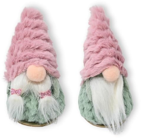 damaloo Wichtel Figuren Set – Flauschige Weihnachtswichtel aus Textil – Frühlingsdeko, Herbstdeko & Winter Dekoration – Gartenwichtel mit Zipfelmütze – Deko Wohnung Weihnachten (2er Set sitzend)