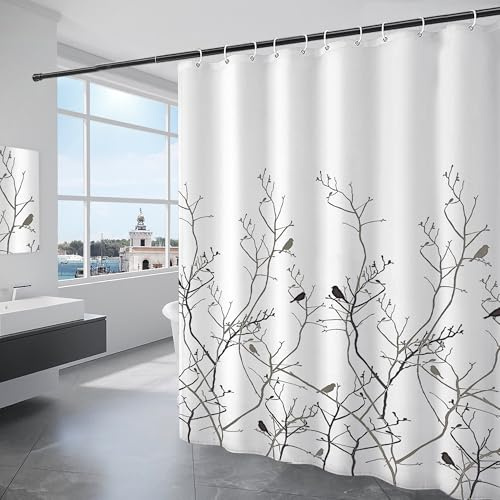 KAIMEIYU Tenda da Doccia in Poliestere Tenda da Bagno in Tessuto Lavabile in Lavatrice con 12 Anelli Impermeabile 240X200CM Bianco