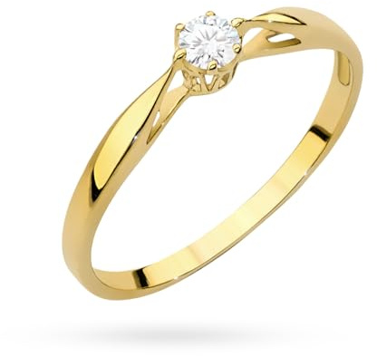MARKO Eleganter 333 Gold Damen Ring mit Solitär – Echtgold Verlobungsring/Vorsteckring (52 (16.5))