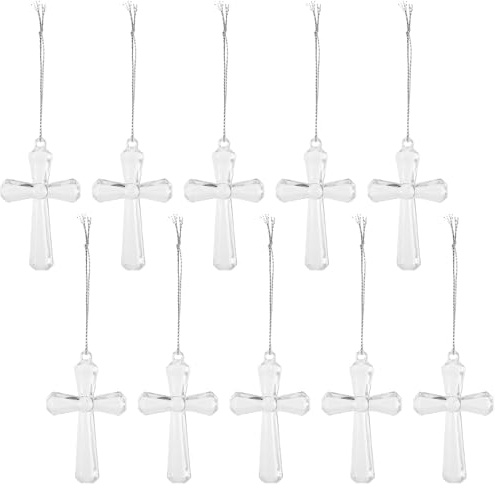 YARNOW 50pcs Acrylic Cross Suncatchers DIY Kit for Window Hanging, 75mm Religious Art Decorations for Easter Christian Projects and Home Decor