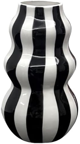 Vaso a righe, in ceramica, 11,8 x 8 cm, contenitore per fiori estetico, per appartamento, bagno, cucina, camera interna, centrotavola, decorazione per la casa