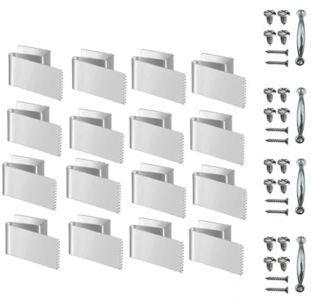 ZGUZMCMK 16 Piezas Clips para Ventana de Acero Inoxidable para Tableros de Madera Protector de Ventana Contra Tormentas Fijadores Reutilizables para Protección, Plata