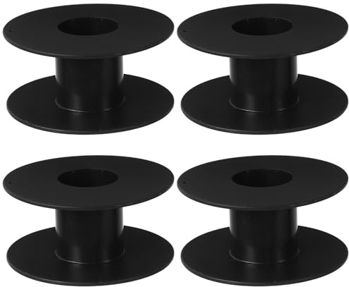 KAJNBN Carrete de cuerda de plástico negro, paquete de 4 unidades para enrollar y guardar cables eléctricos, ideal para exteriores y organización de cables de extensión