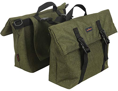 TOURBON Nylon Double Pannier Shoulder Bags Bicycle Rear Rack Trunk Motorcycle Tail Seat Bag