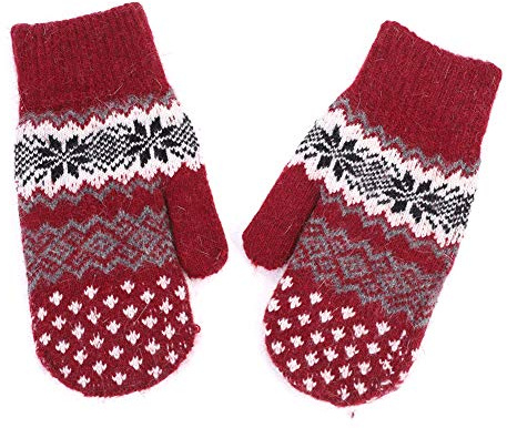 Handschuhe Damen Fäustlinge Schneeflocke warm Winterhandschuhe weich Strick Strickhandschuhe mit Fleecefutter Zopfmuster Dicke Damenhandschuhe Fahrradschuhe Gloves Laufen Outdoor Camping Fahrrad
