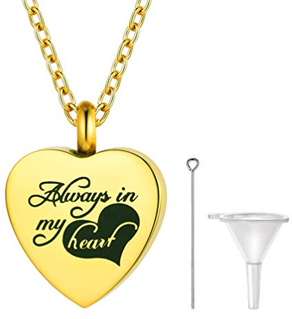 PROSTEEL Collar para Echar Cenizas Chapado en Oro 18K Colgante Cenizas Humana Mascota Forma Corazón