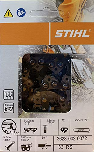 STIHL 33RS 72 Rapid Super Chainsaw Chain 20 Bar 3/8 Pitch .050 Gauge