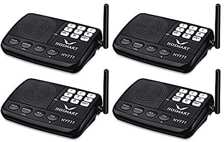 Système d'Interphone sans Fil - Longue Portée de 800 mètres - 7 Canaux - pour Maison et Bureau (Pack de 4)