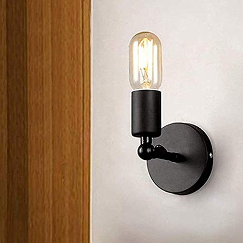 Chao Zan Schwarz Stylische Wandleuchte Wandlampe aus Metall 1-flammig - Zimmerlampe mit beweglichem Lampenschirm Drehgelenk – Leselampe Wohnzimmer – Flur Lampenspot – E27 Fassung mit 60 Watt