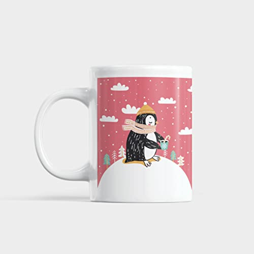 Gesar Tazza Natalizia da Colazione - Pinguini e Animali - Motivo Natalizio - Idea Regalo di Natale - Buon Natale e Compleanno