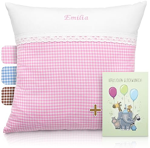 Babykissen mit Namen 40 x 40 cm Geschenk zur Geburt, Taufe od. Geburtstag Handmade