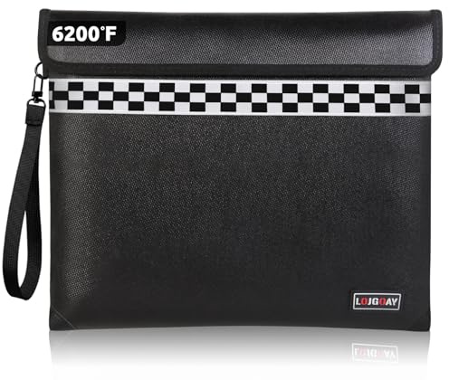 Verbesserte feuerfeste Dokumententasche – mit 2871 °C wärmeisoliert, 33 x 27,9 cm, feuerfeste Geldtasche für Bargeld, 8 Schichten Funktionsmaterialien, wasserfeste Tasche mit feuerfestem
