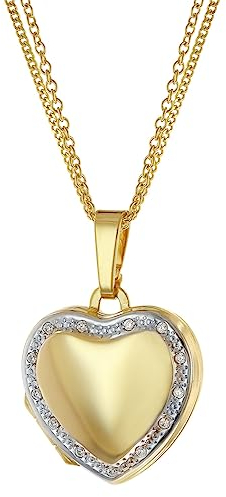 trendor Medaillon Herz Gold 333 / 8K mit goldplattierter Designkette zauberhaftes Schmuckstück für Damen, zeitloser Halsschmuck für Frauen, 15632-45 45 cm