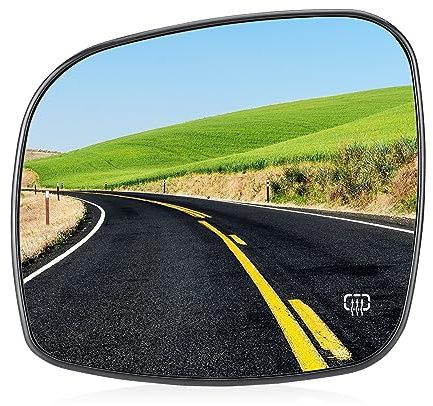 Driver Left Side Heated Mirror Glass Fits for Chrysler for Town & Country 2008-16, Dodge Grand Caravan 08-2020, RAM CV 2012-2015, Fits for Volkswagen for Routan 2009-2014 for 68026177AB 68026176AB