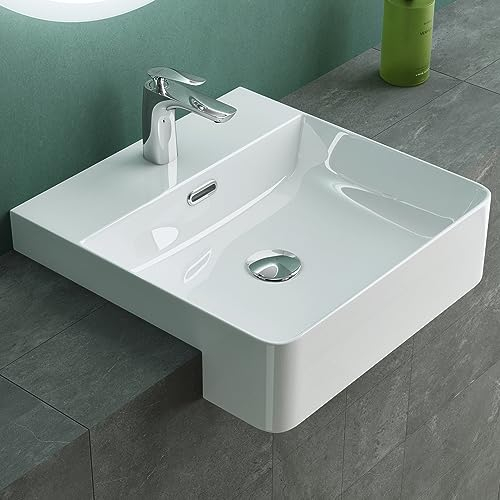 Mai & Mai Vasque à Encastrer 42,5x42,5x12,5cm Lavabo en Céramique Blanc avec Perçage de Robinet BR702