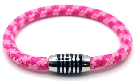 Armband Rosa ribbon aus farbintensiven Paracord-Segeltau mit schwarz emailliertem Edelstahlmagnetverschluss. (19.00)