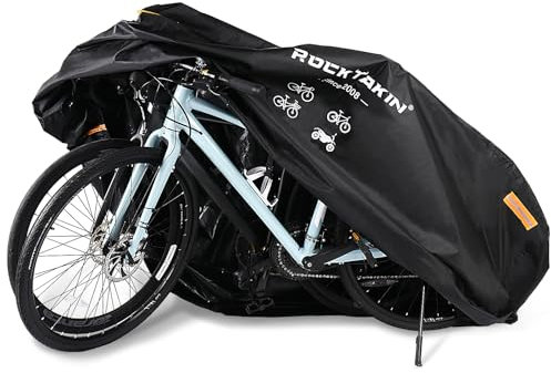 Bike Cover for 2 or 3 Bikes Outdoor Waterproof, 300D Oxford Heavy Duty Bicycle Cover Rain Dust UV Wind Proof Bike Tarp with Reflective Strips Storage Bag for Mountain Road Electric Bike